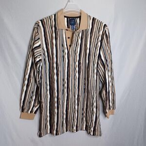 North Wales Sweater Mens Medium Striped 3D Textured Knit Long Sleeve Pullover